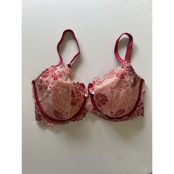 Soma Red And Pink Lace Underwire Flirtation Balconet Bra 34DD - Picture 2 of 8